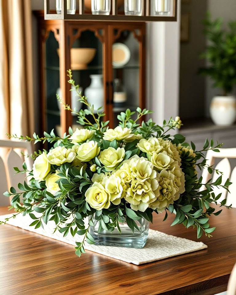 cost effective sage green floral arrangements - 25 Sage Green Dining Room Ideas