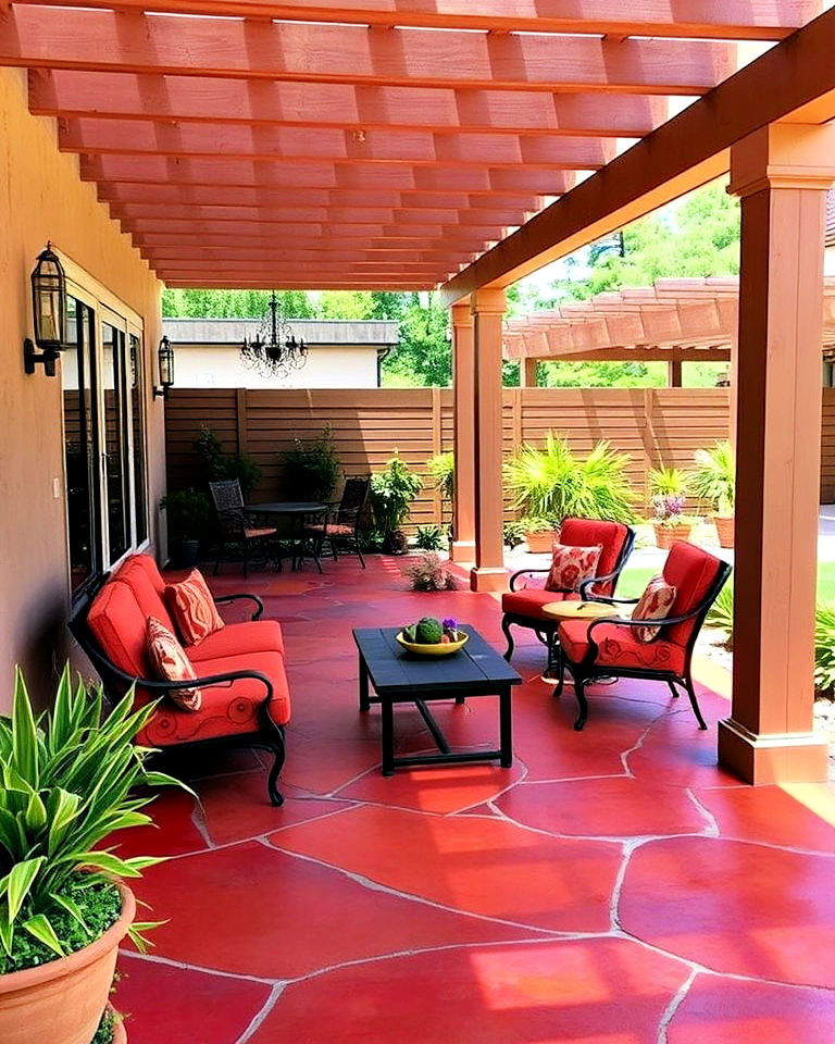 cost effective stained concrete patio - 25 Concrete Landscaping Ideas