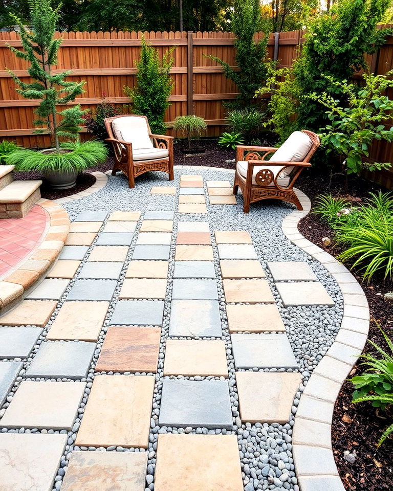 cost effective stone and gravel combination - 40 Paver Patio Ideas