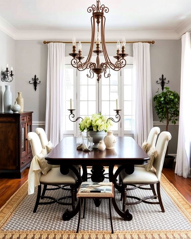 cottage inspired aesthetic wrought metal accents - 30 Cottagecore Dining Room Ideas