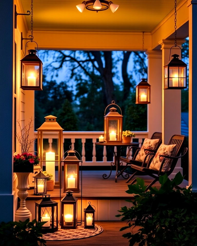 cottage porch with lanterns - 15 Cottage Front Porch Ideas