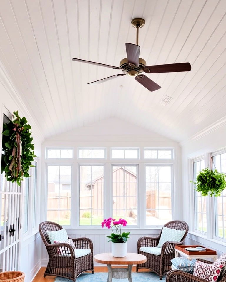 cottage style beadboard ceiling - 20 Sunroom Ceiling Ideas