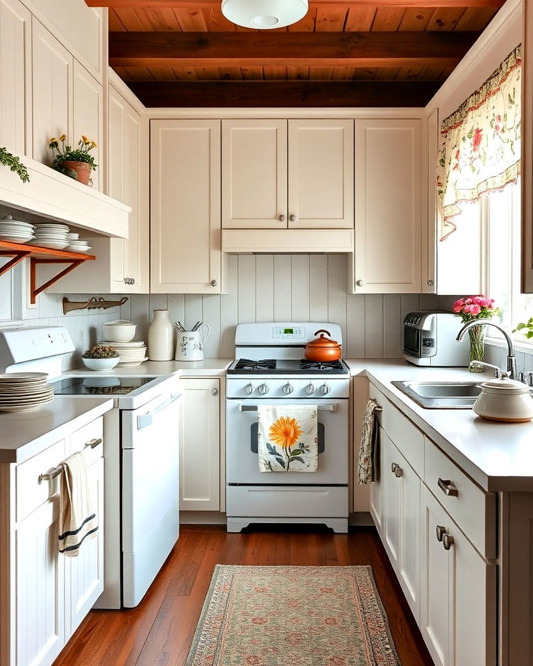 cottage style kitchen with white appliances - 40 Kitchen With White Appliances Ideas