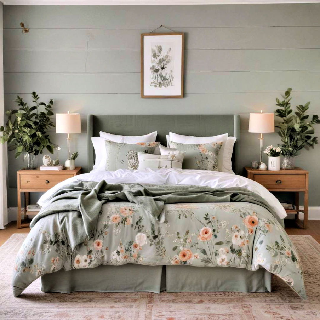 cottage style sage green and grey bedroom - 25 Sage Green and Grey Bedroom Ideas