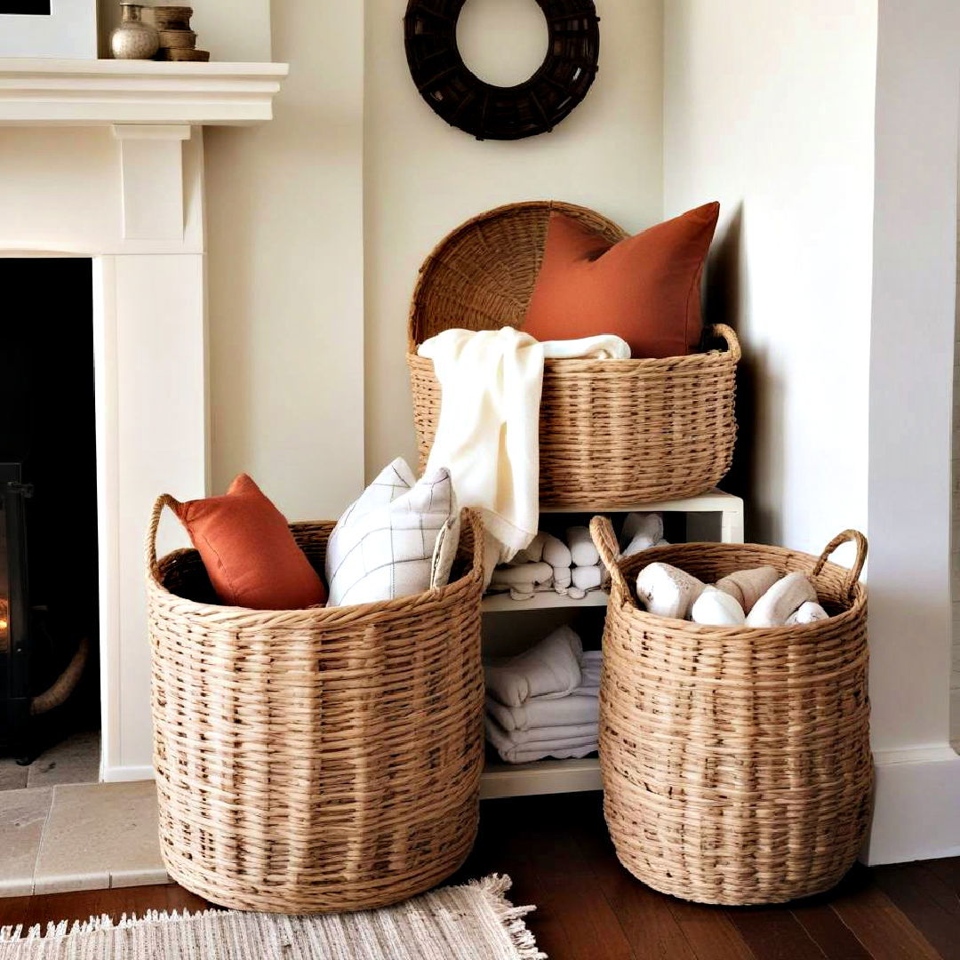cottage style woven baskets - 30 Cottage Decorating Ideas