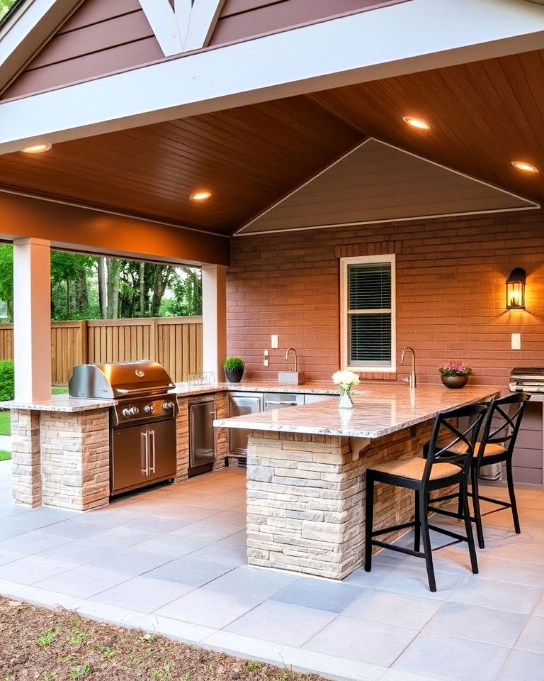 covered porch with outdoor kitchen setup - 40 Covered Porch Ideas