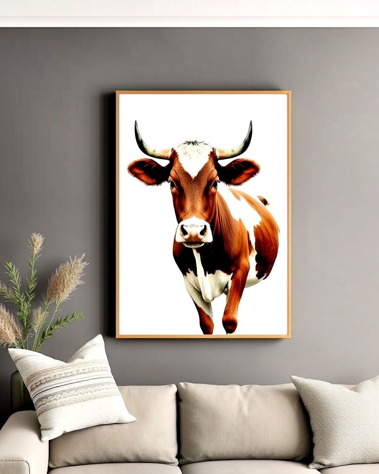cow print wall art for room decor - 15 Cow Print Room Decor Ideas