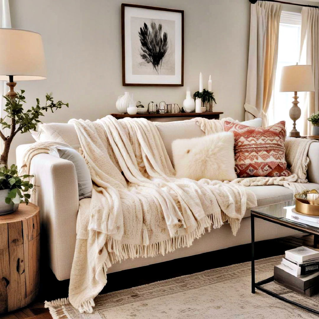 cozy and comfortable sofa blankets - 40 living room decor ideas