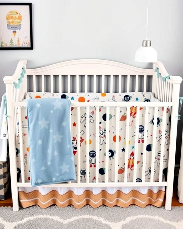 cozy astronaut themed bedding - 20 Space-themed Nursery Ideas