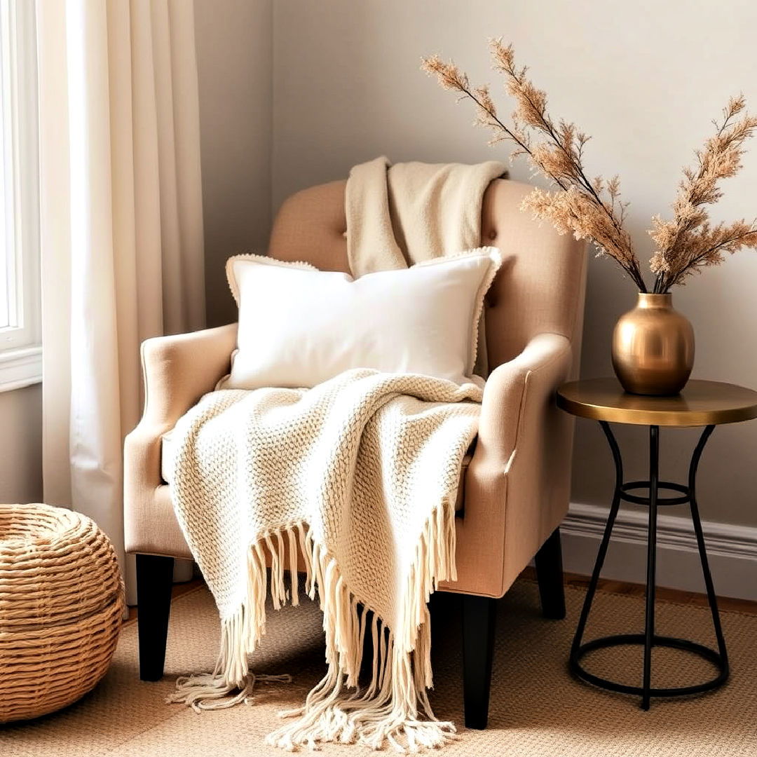 cozy beige throw blanket - 30 Beige Bedroom Ideas