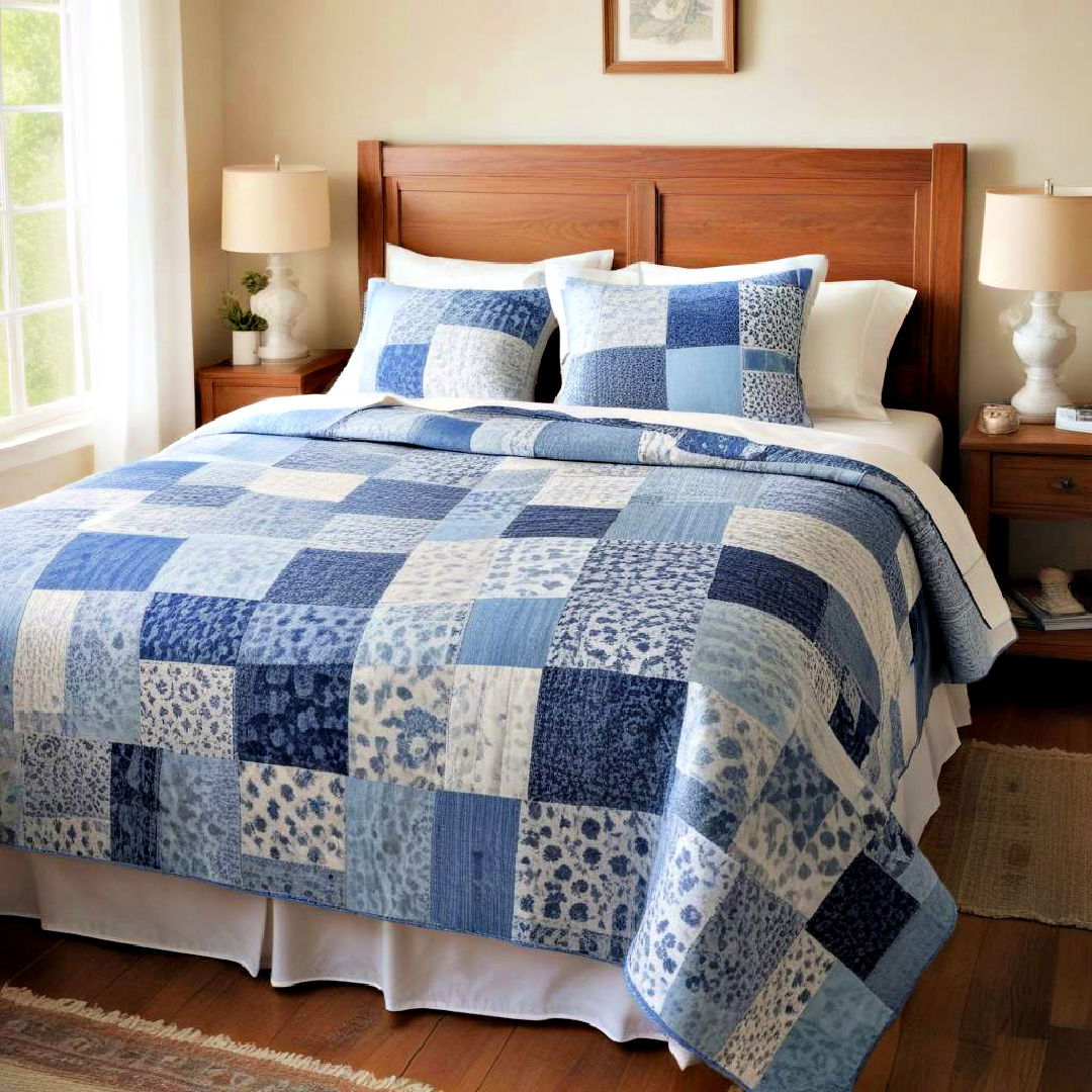 cozy blue patchwork quilt - 40 Blue Bedroom Ideas