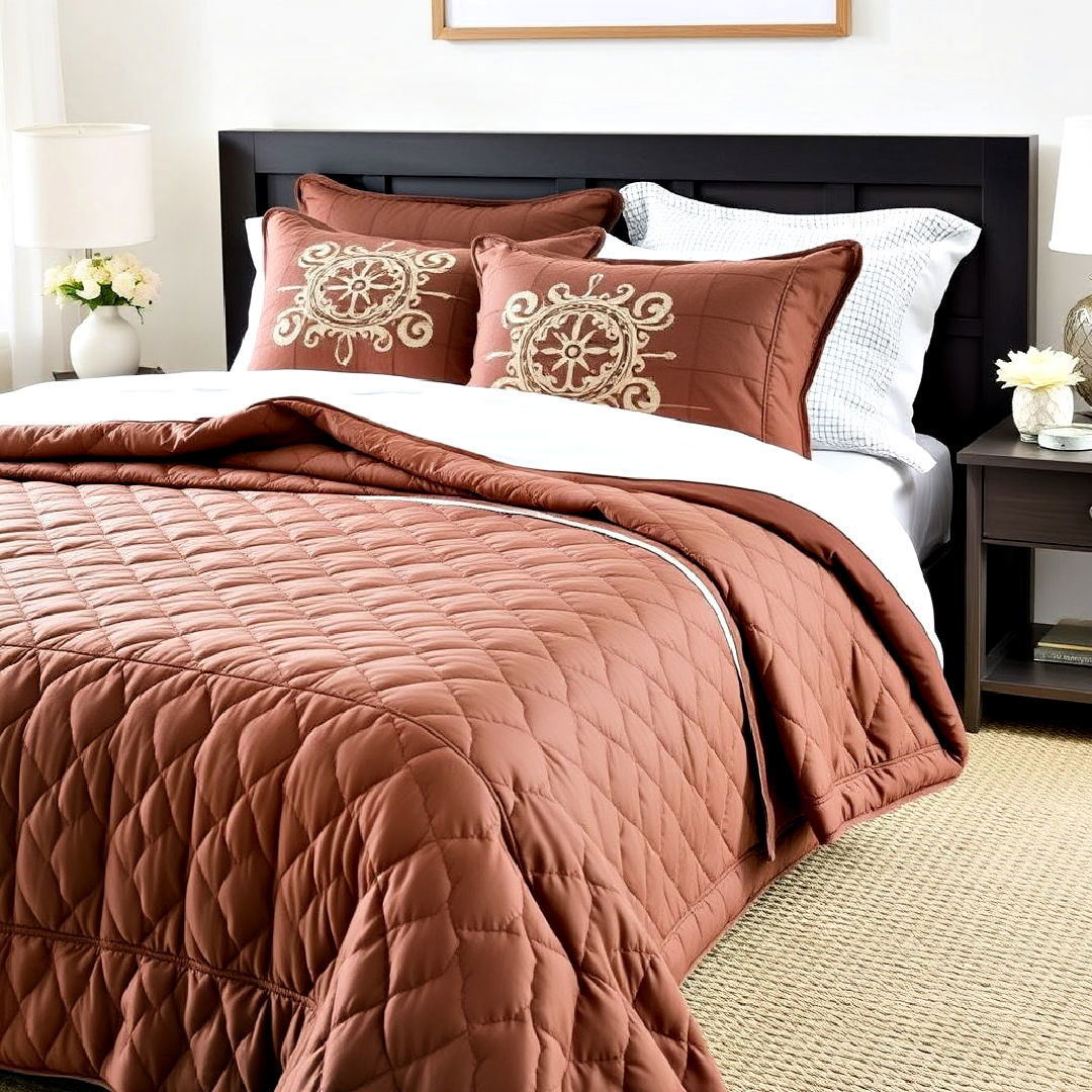 cozy brown quilted bedspread - 25 Brown Bedroom Ideas