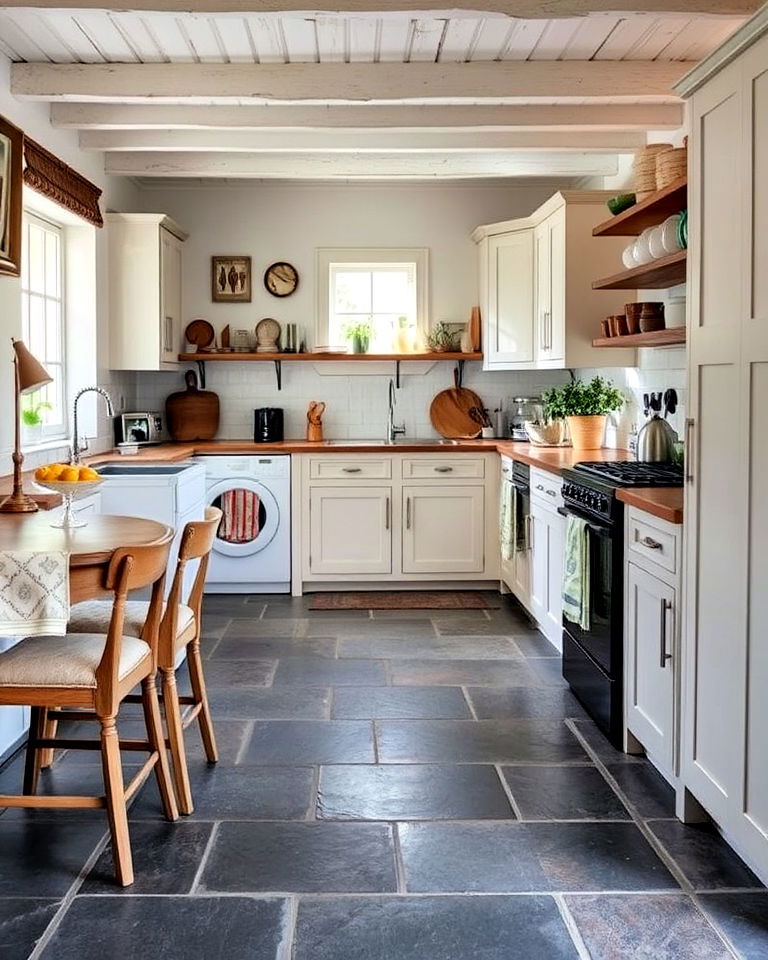 cozy cottage style kitchen with slate flooring - 20 Kitchens With Slate Floors