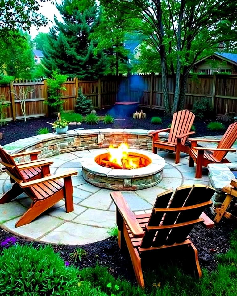 cozy fire pit area with rustic seating - 30 Ranch House Landscaping Ideas
