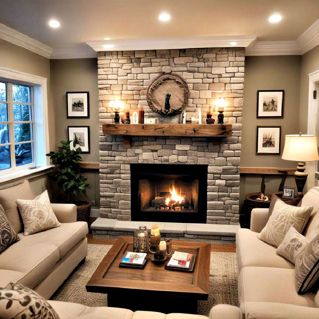 cozy fireplace retreat for board games - 25 Basement Game Room Ideas