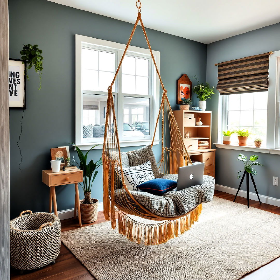 cozy hanging chair - 40 Teen Hangout Room Ideas