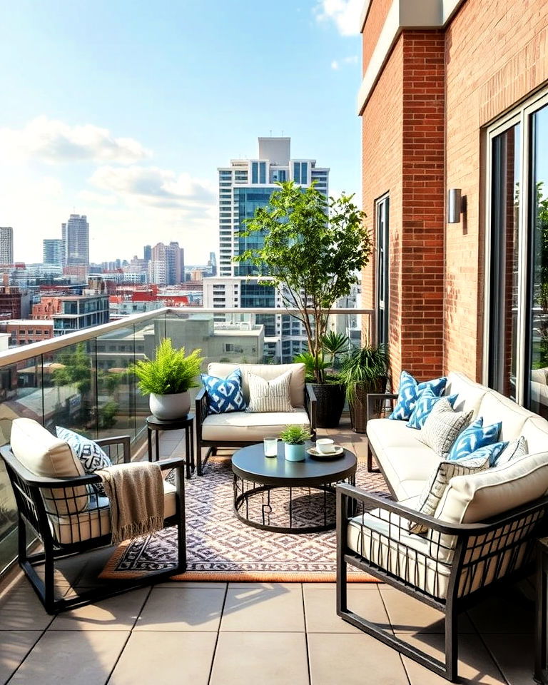 cozy outdoor lounge for penthouse balcony - 20 Penthouse Balcony Ideas