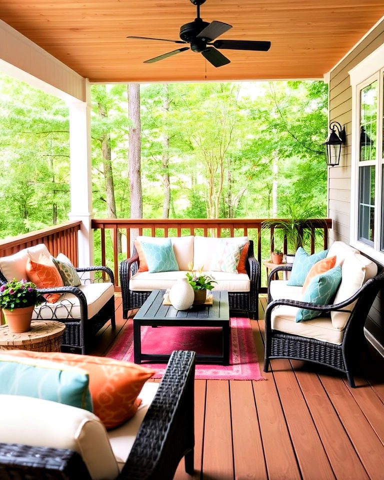 cozy outdoor seating for deck - 25 Deck Decorating Ideas