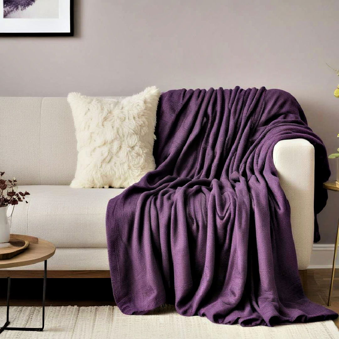 cozy purple throw blanket - 25 Purple Living Room Ideas