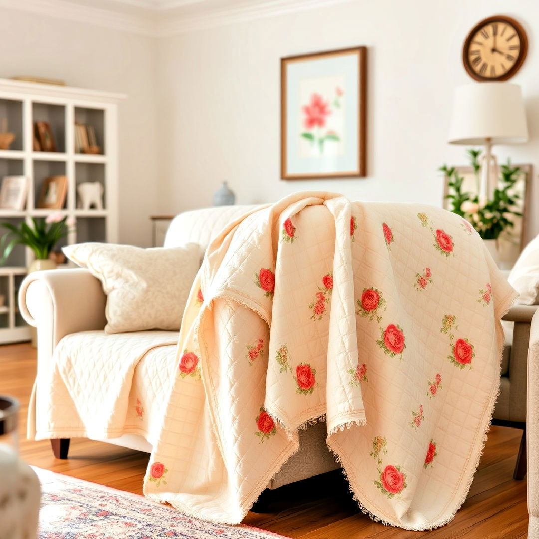 cozy quilted throw - 25 Shabby-chic Style Living Room Ideas