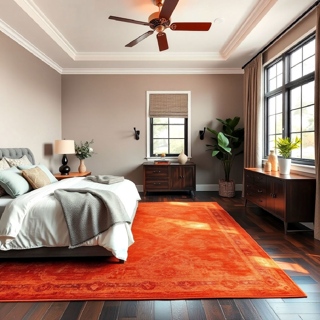 cozy rust colored area rug - 15 Rust Bedroom Ideas