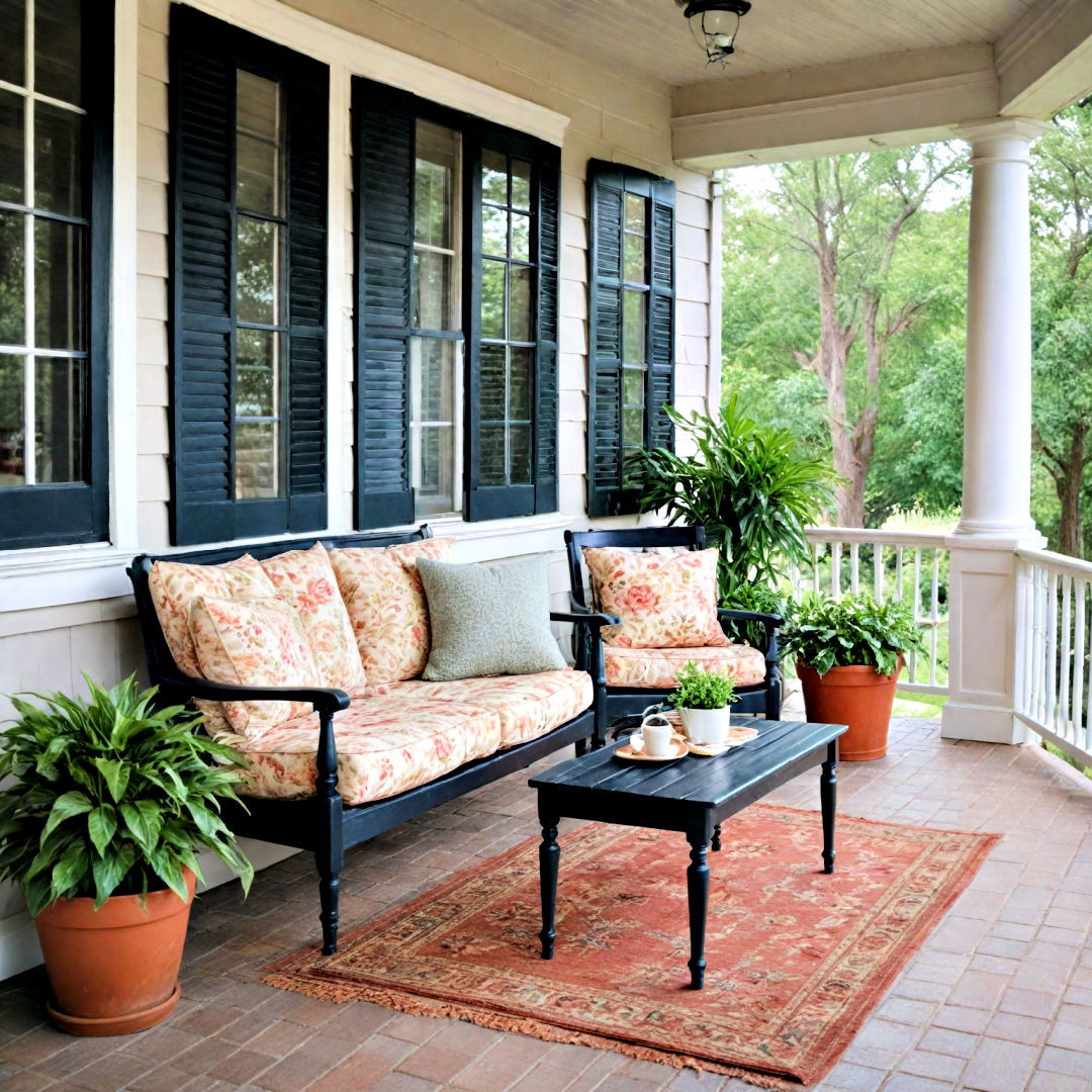 cozy seating area for front porch - 40 Front Porch Ideas