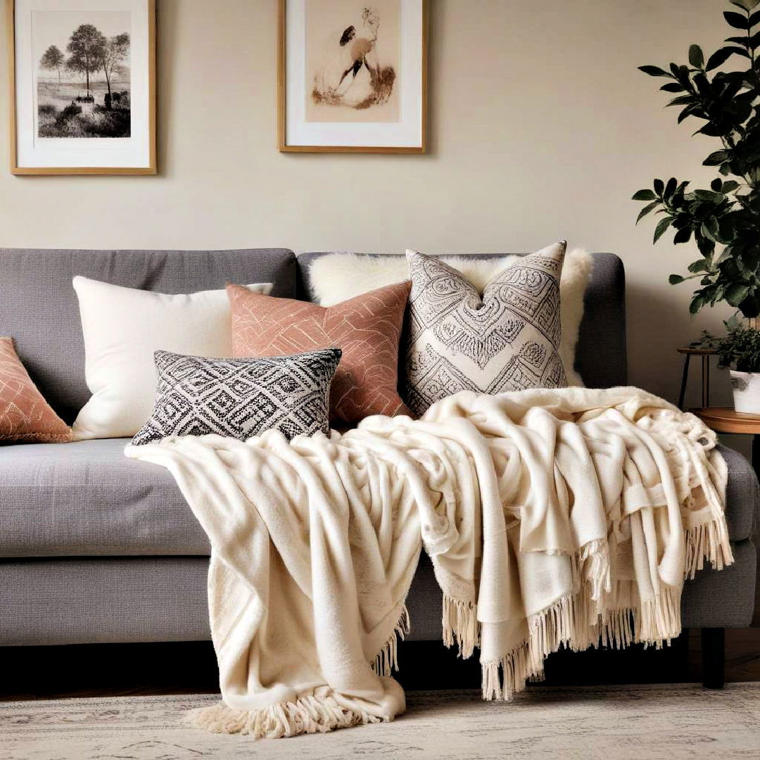 cozy throws and pillows for comfort - 40 Apartment Decorating Ideas