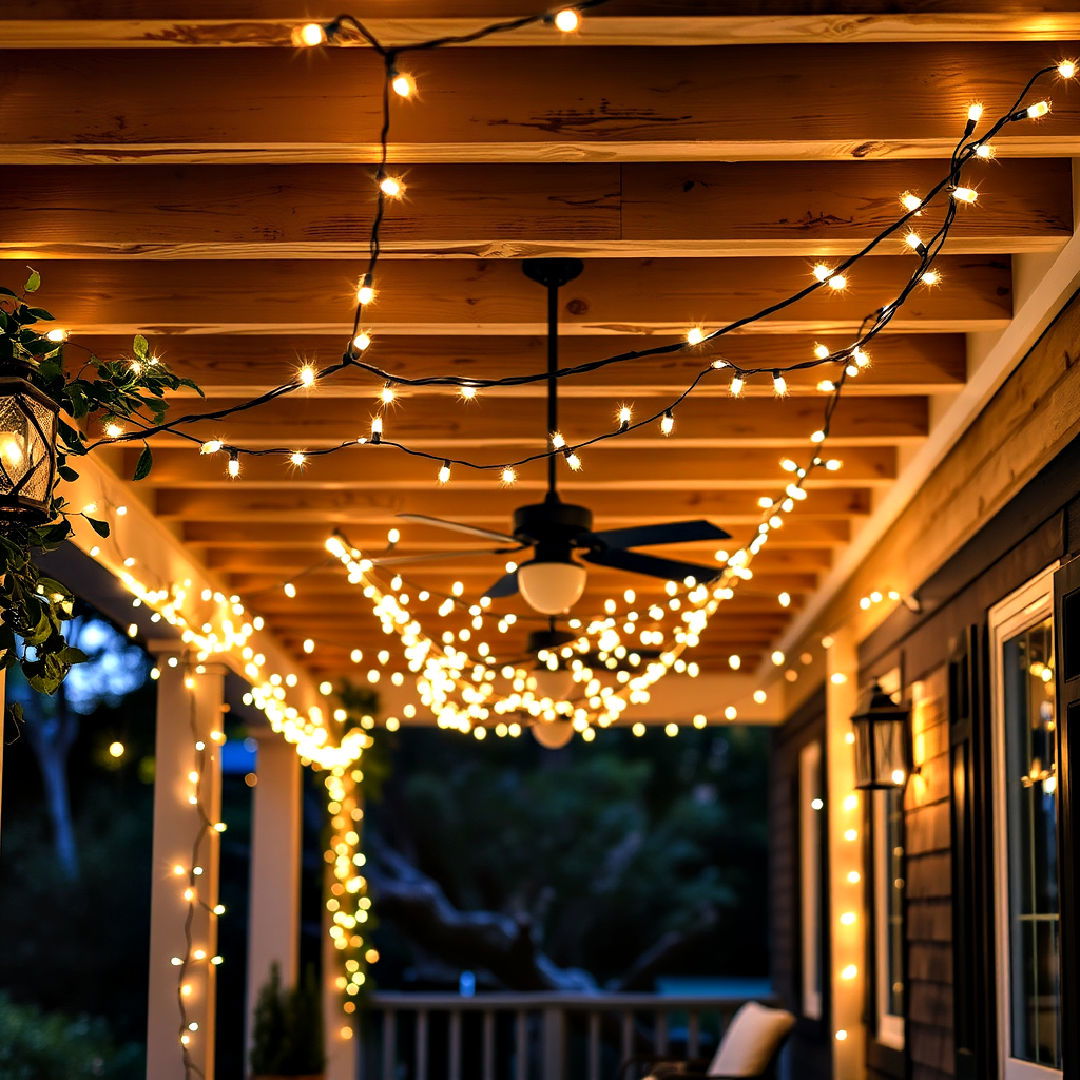 cozy twinkle light canopy - 25 Rustic Front Porch Ideas