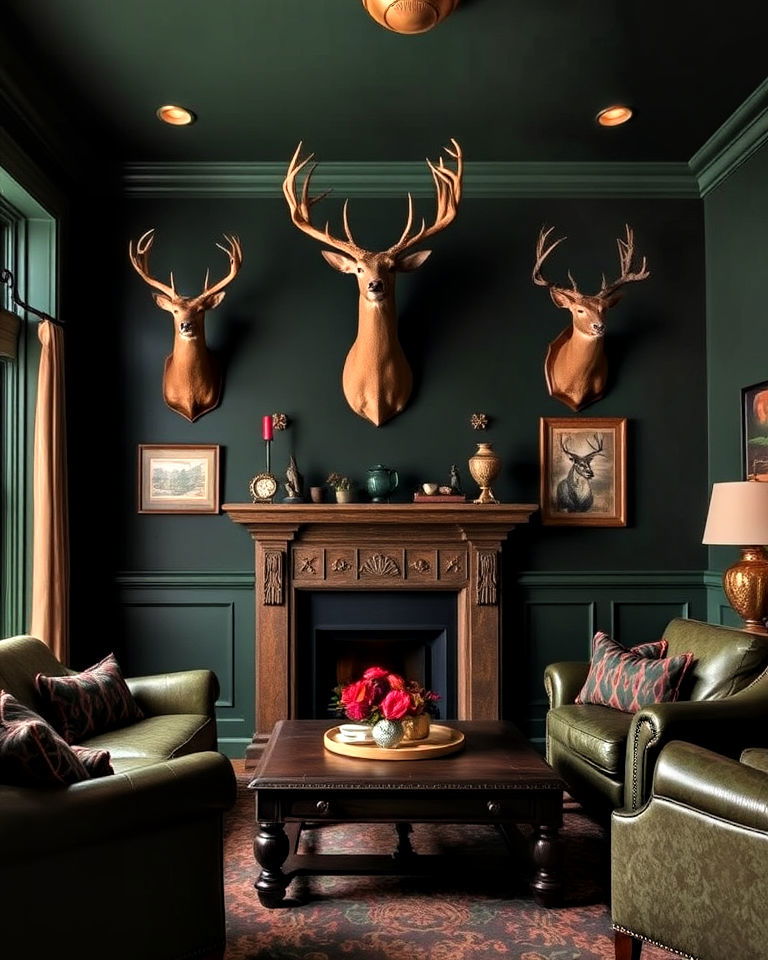 cozy vibe dark paint colors - 25 Hunting Room Ideas