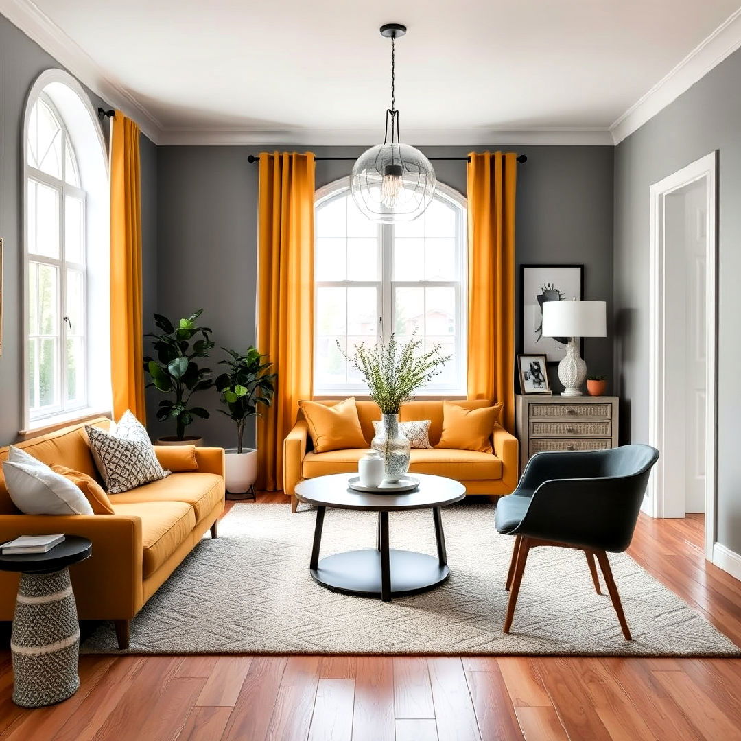 cozy vibe mustard and gray color - 40 Warm Color Palettes for Every Room in the House