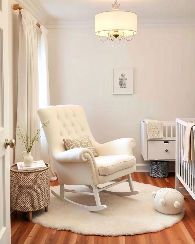 cozy white rocking chair - 15 White Nursery Ideas