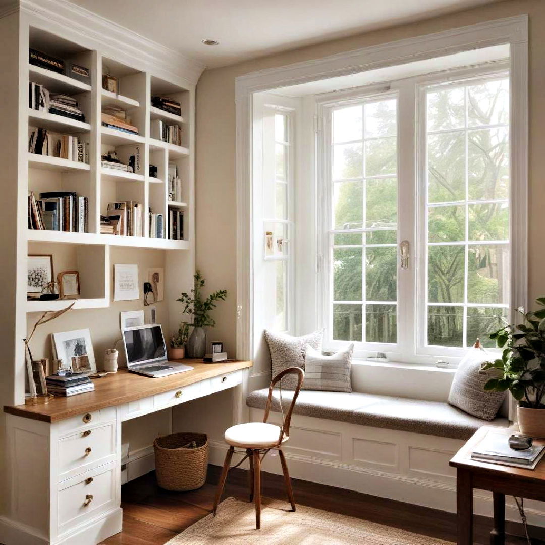 cozy workspace with window seat - 40 Window Seat Ideas