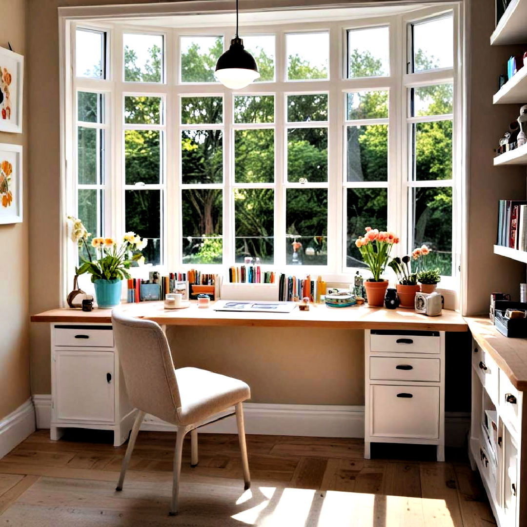 craft corner for bay window - 40 Bay Window Ideas