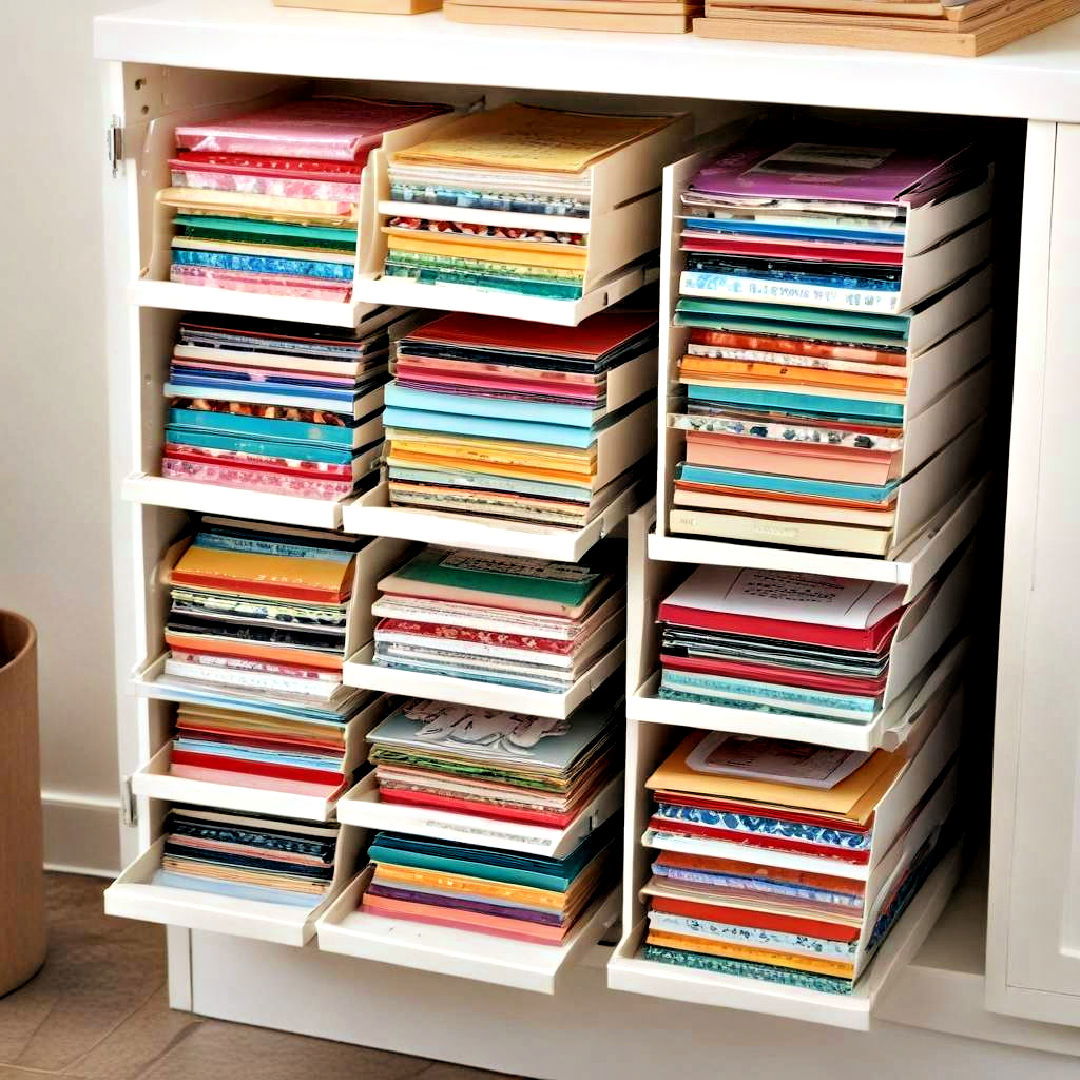 craft room with stackable paper storage trays - 25 Craft Room Ideas