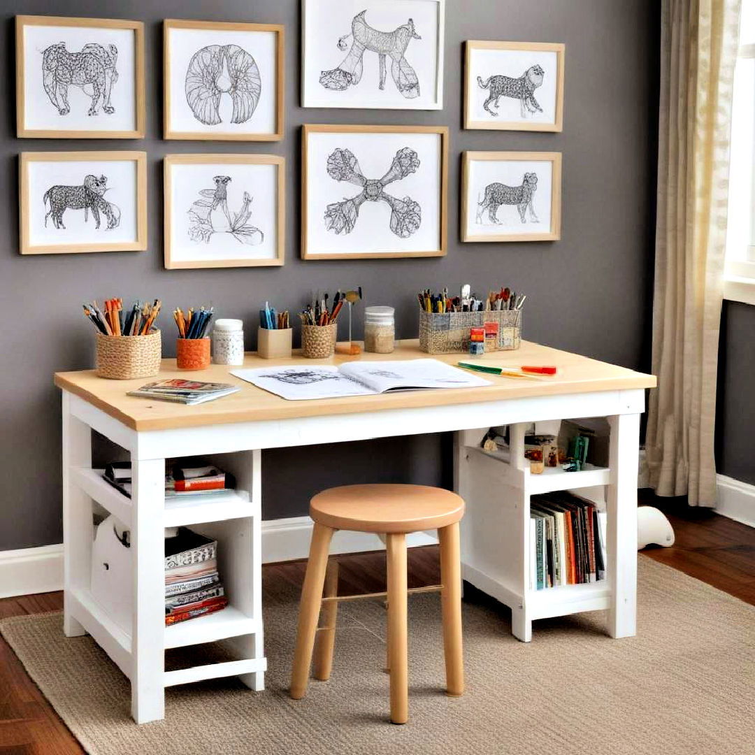 craft table for creative activities - 40 Boys Room Ideas