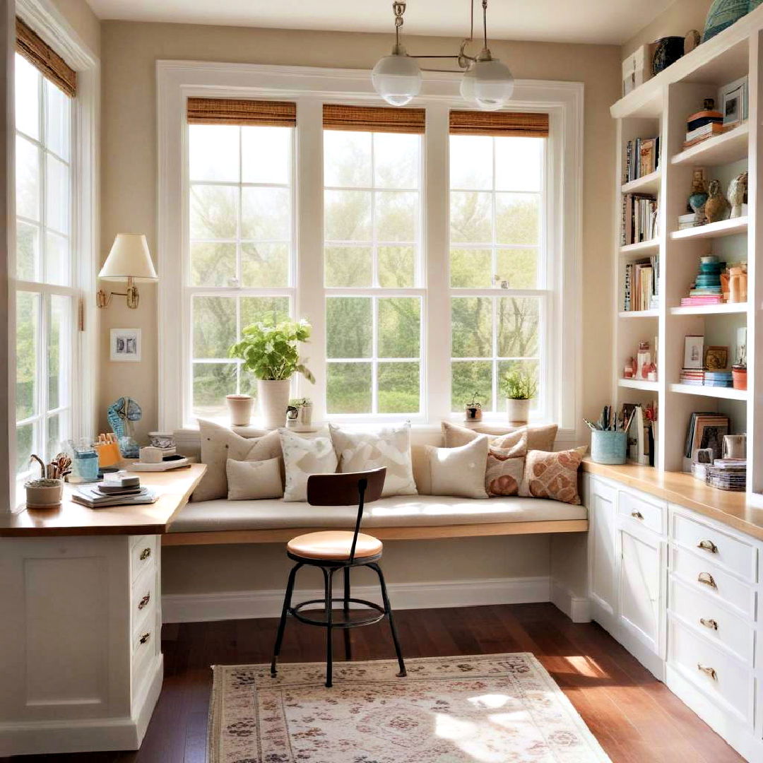 crafting station to boost your creativity - 40 Window Seat Ideas