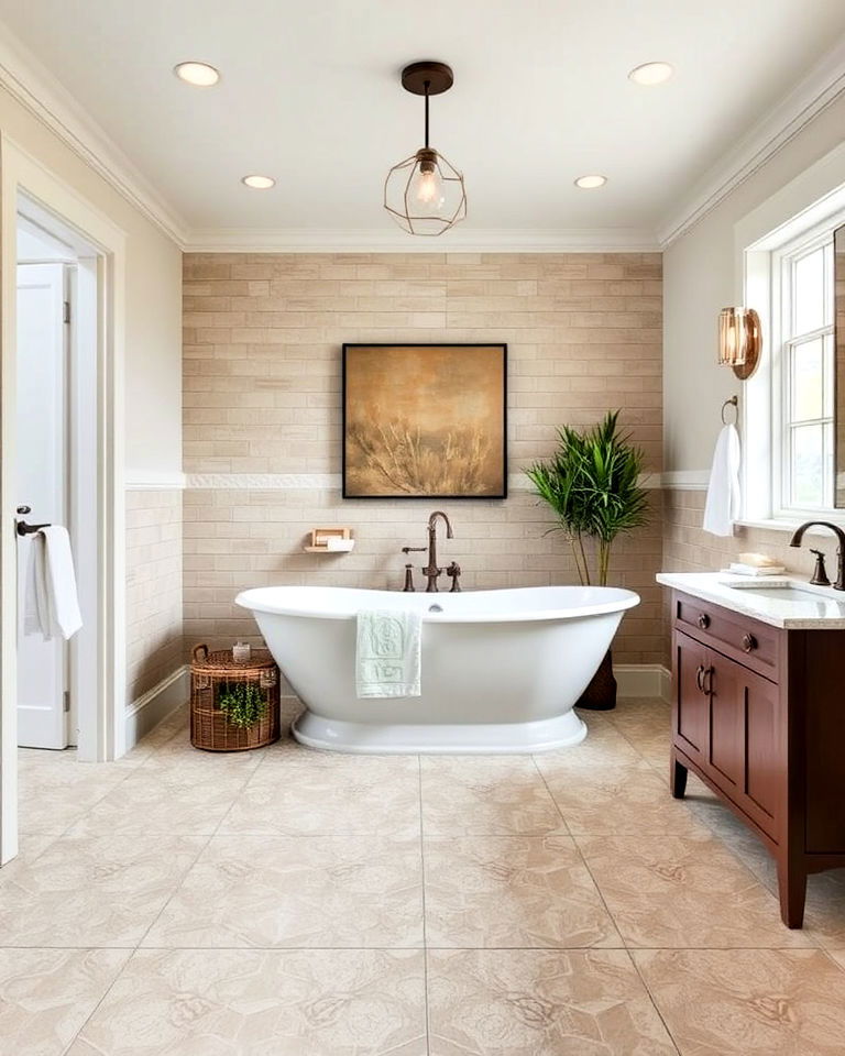 craftsman aesthetic geometric tile patterns - 30 Craftsman Bathroom Ideas