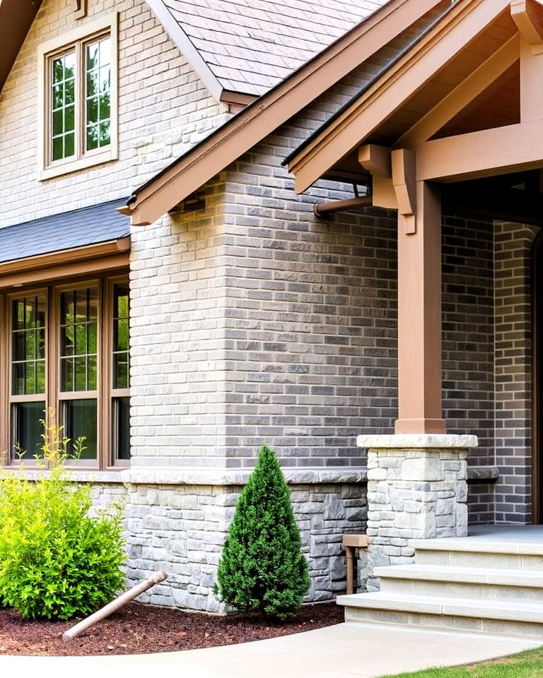 craftsman aesthetic gray brick and stone exterior - 30 Gray Brick Exterior Home Ideas
