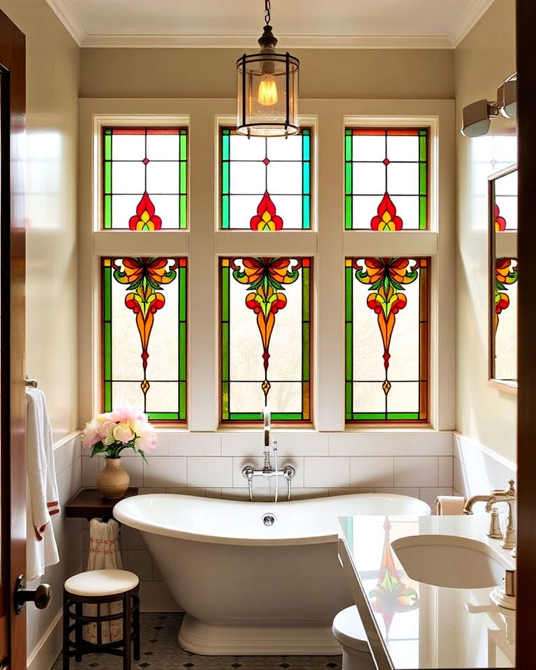 craftsman bathroom with stained glass windows - 30 Craftsman Bathroom Ideas
