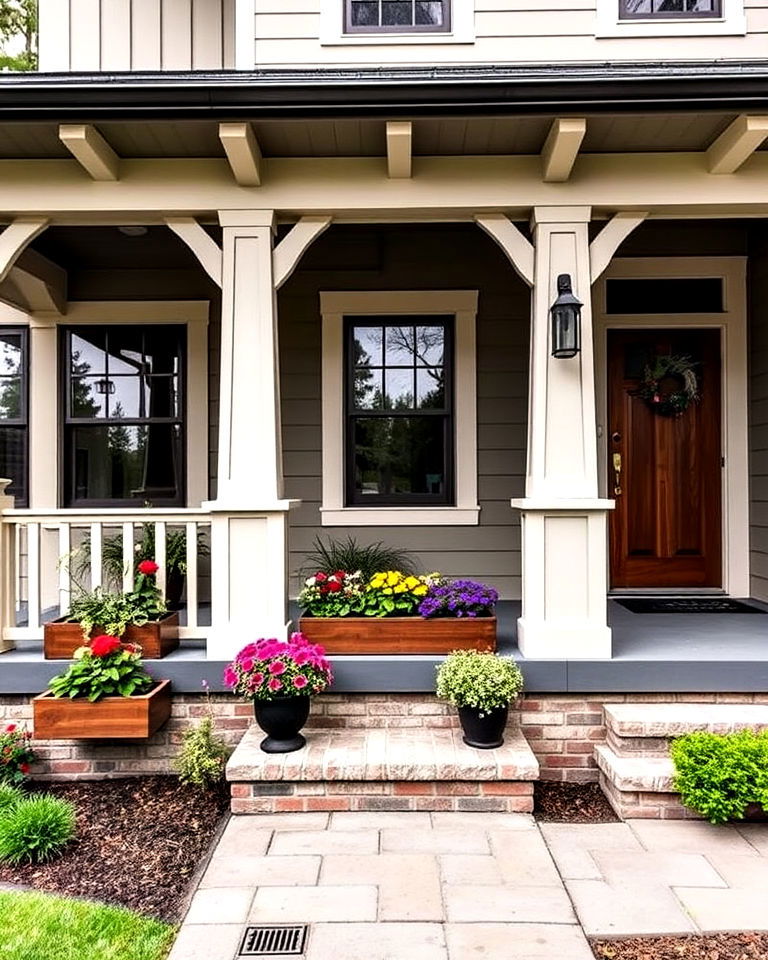 craftsman home exterior with integrated planters - 40 Craftsman Style House Exterior Ideas