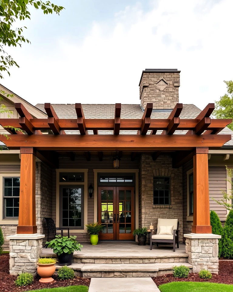 craftsman home exterior with pergola over porch - 40 Craftsman Style House Exterior Ideas