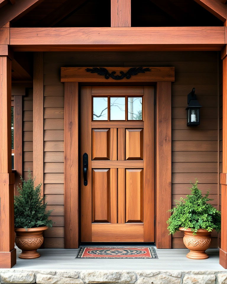 craftsman home exterior with rustic front doors - 40 Craftsman Style House Exterior Ideas