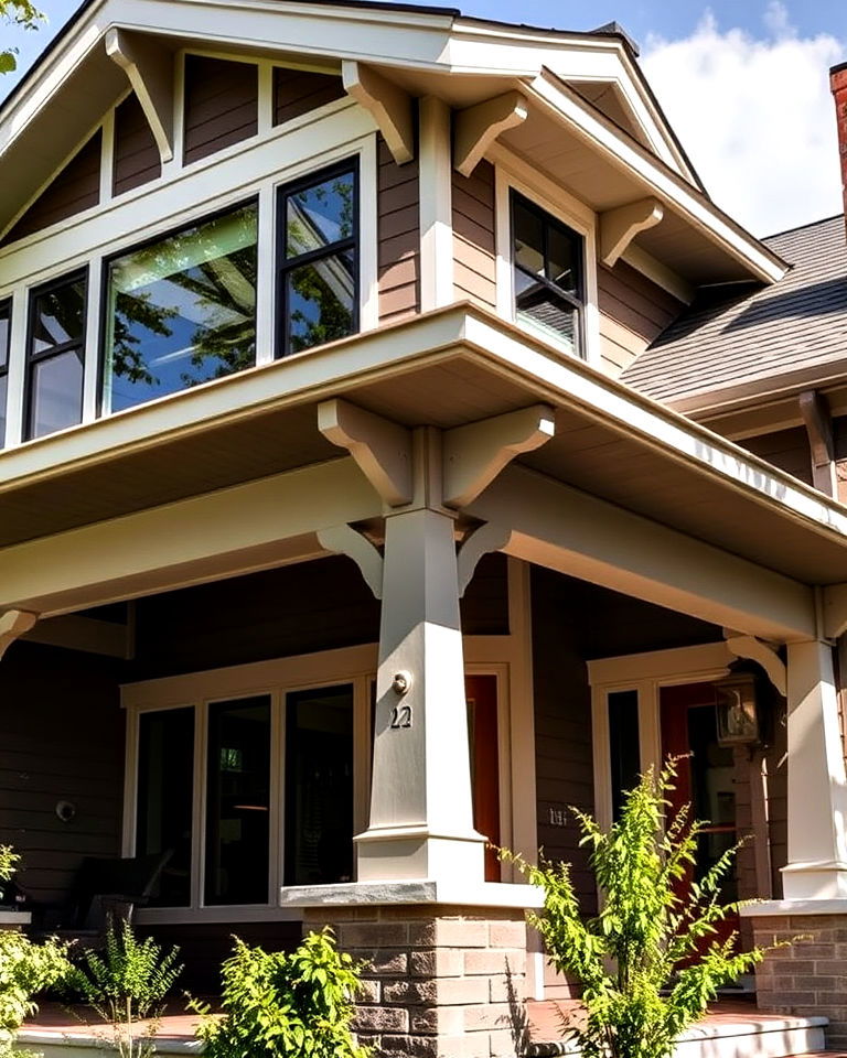 craftsman home exterior with wide roof overhangs - 40 Craftsman Style House Exterior Ideas