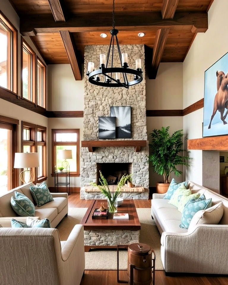 craftsman living room with subtle metal accents - 30 Craftsman Living Room Ideas