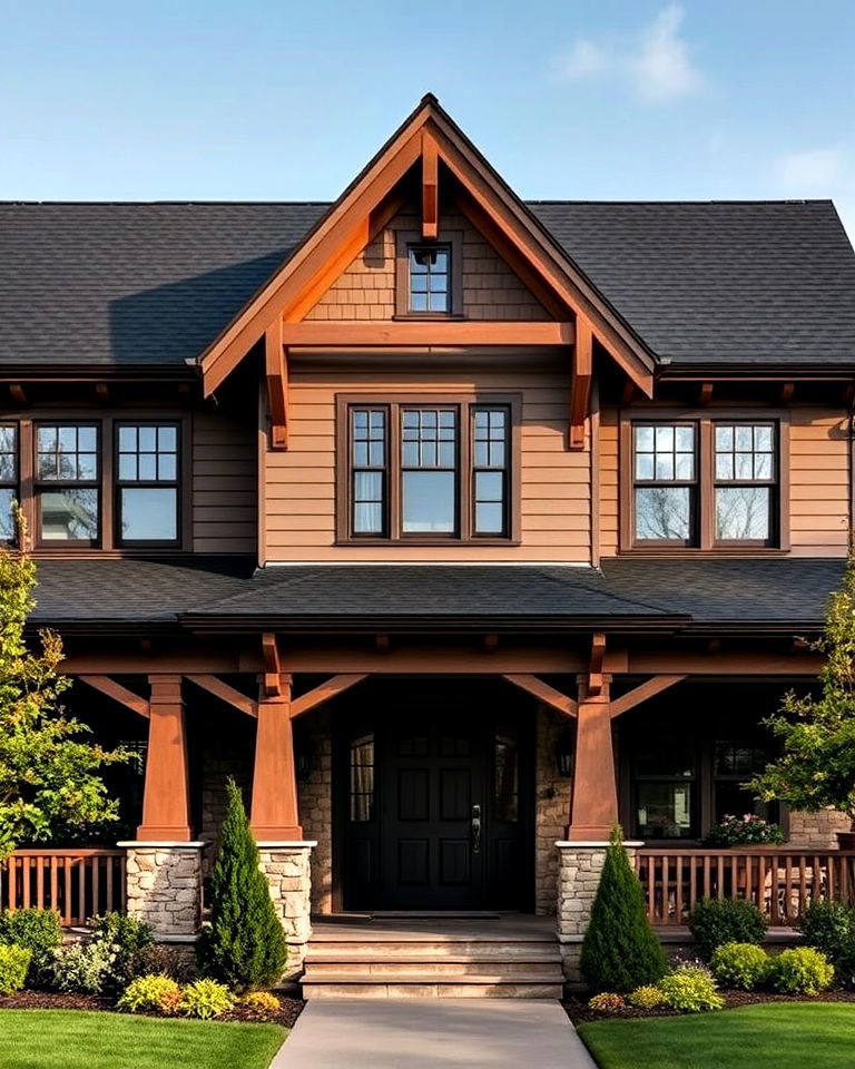 craftsman style home with a black roof design - 25 Houses With Black Roofs