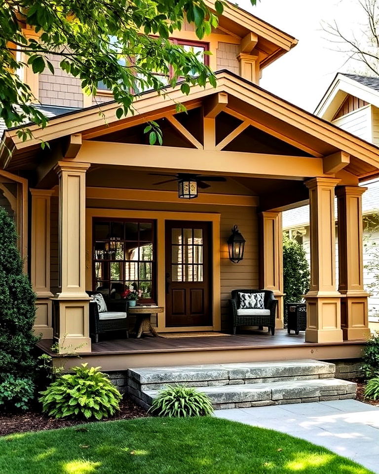 craftsman style inviting front porch - 40 Craftsman Style House Exterior Ideas