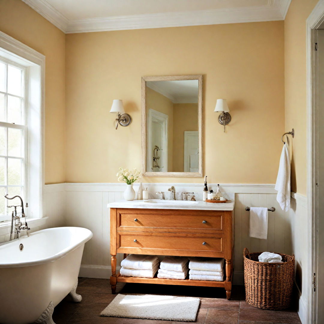 cream bathroom paint for classic charm - 40 Bathroom Paint Ideas