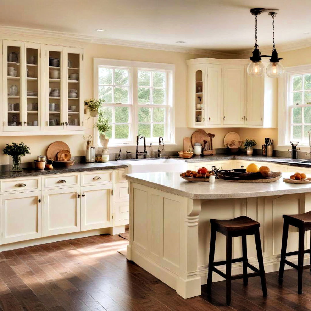 cream colored cabinets for kitchen - 40 Painted Kitchen Cabinet Ideas