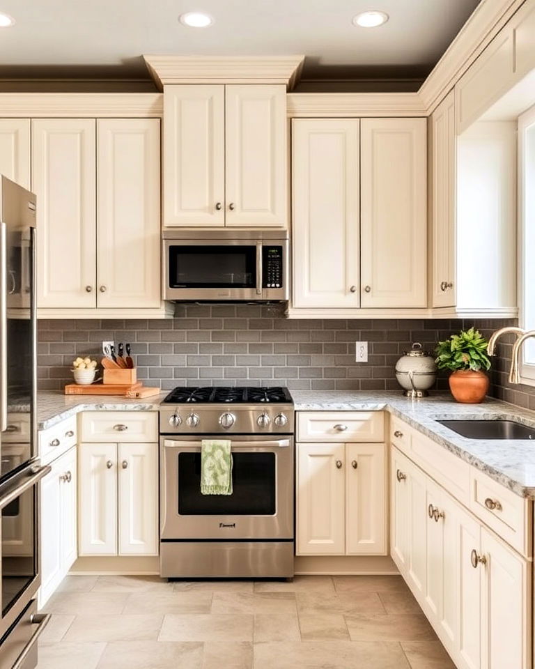 creamy ivory kitchen cabinets - 40 Kitchen Cabinet Color Ideas