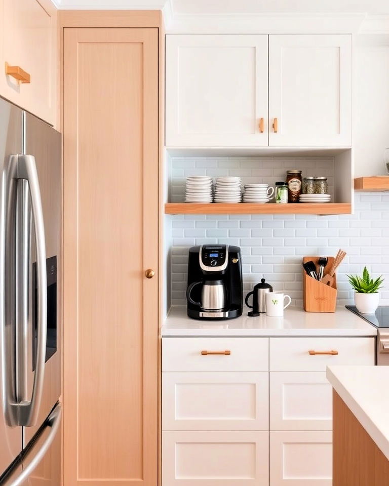create a built in coffee station - 40 Mid-century Modern Kitchen Ideas